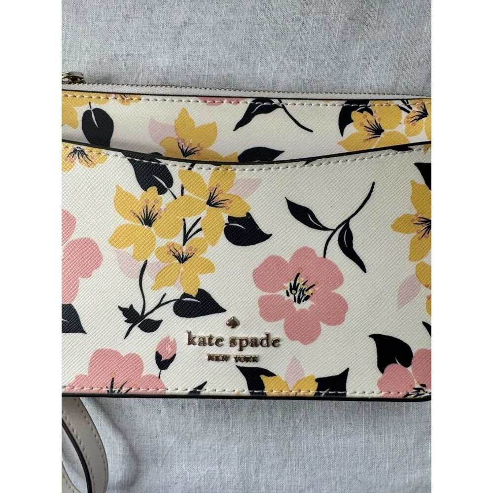 Kate Spade Staci Lily Bloom Floral Print 3fer - Wristlet, Coin Pouch & Card Hold